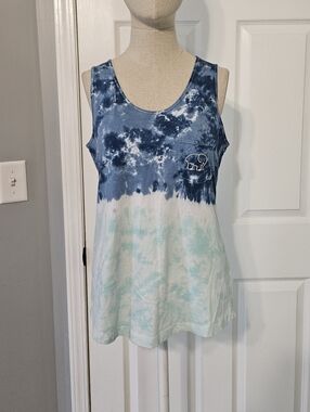 Ivory Ella Blue and Aqua Tie-Dye Pocket Tank